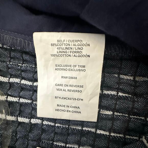 NWT Coco & Jamison Blue Pinstripe Linen Blend Wide Leg Strapless Jumpsuit Size S - Picture 5 of 10